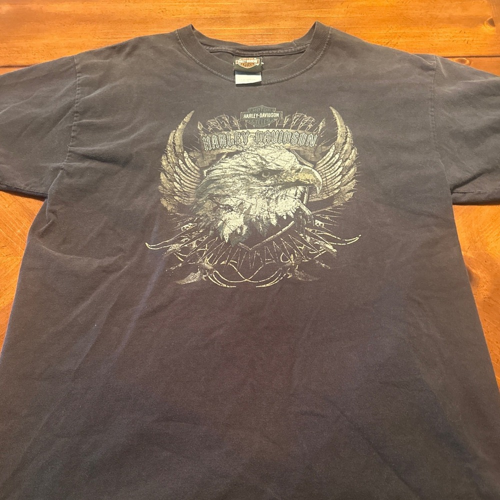 Harley Davidson T-Shirt Mens XL Black Excellent Eagle Crystal River Manatee Tee
